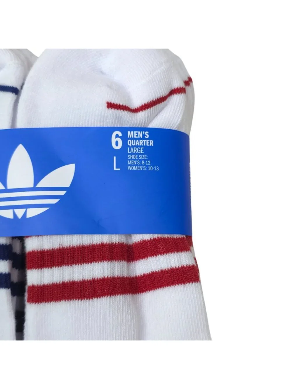 Adidas Mens Cushioned Quarter Socks 6-Pack Large Moisture-Wicking Show Size 8-12